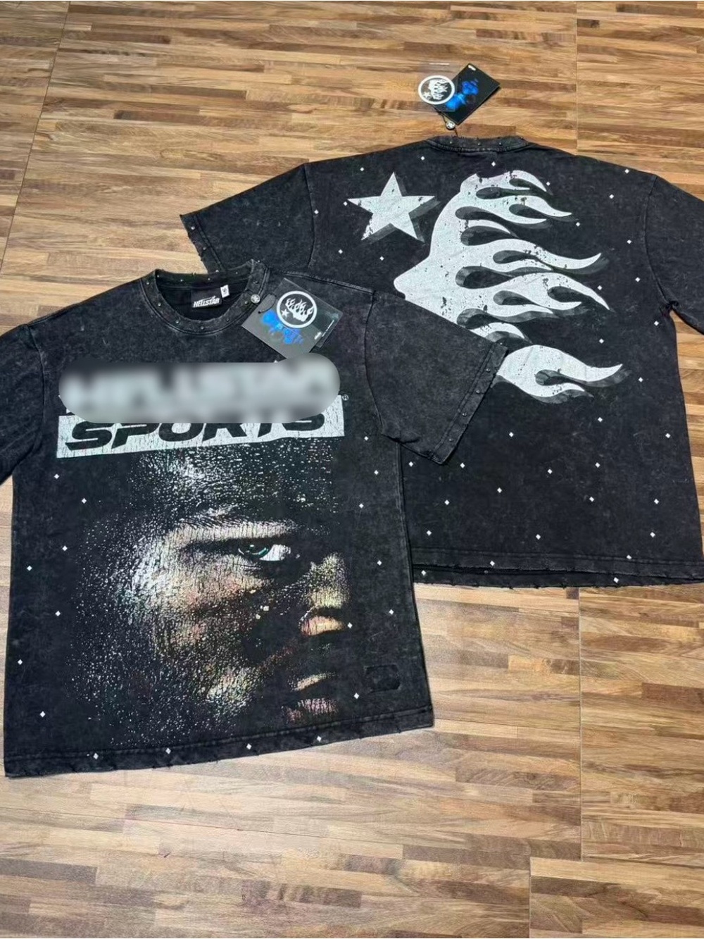 Men's Black hellstar Sports with Back Flame Design